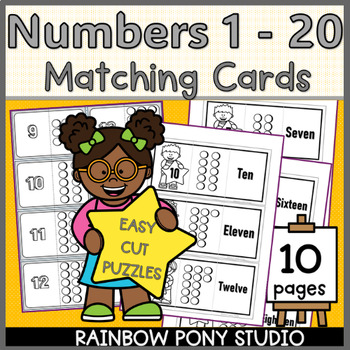 Preview of Numbers 1 To 20 Matching Cards with dot |Number Posters 0-20 Worksheets