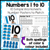 Numbers 1 to 10 Simple Worksheets and Posters
