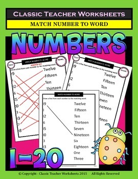 numbers 1 to 20 match numbers to number names kindergarten grade 1