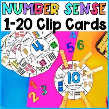 Preview of Numbers 1 to 20 Number Sense Activities for Kindergarten - Number Clip Cards