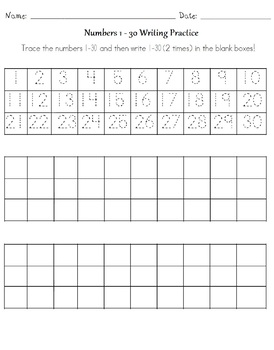 number writing to 30 worksheets teaching resources tpt