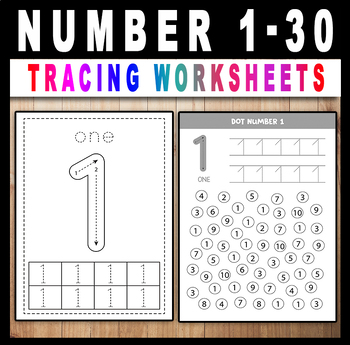 Preview of Numbers 1 to 30 Worksheets - Number Tracing Sheet - Preschool Tracing