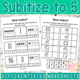 Numbers 1 to 5: Subitize Worksheets