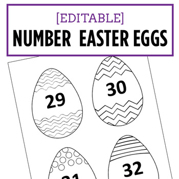 Preview of Numbers 1 to 50 in Easter Eggs - Editable Word Doc