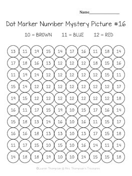 Dot Marker Mystery Picture Activities Numbers 10-20 by Mrs Thompson's ...