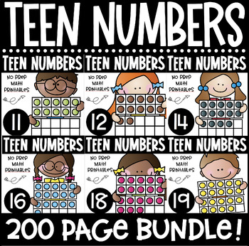 Preview of Teen Numbers Bundle 11-20 No Prep Printables for Kindergarten