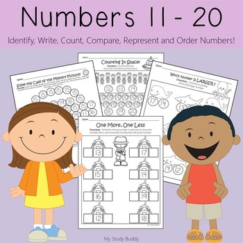 Numbers 11-20 Worksheets (Teen Numbers, Kindergarten Math) by My Study