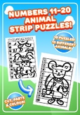 Numbers 11-20. Animal Strip Puzzles! Cut, Order, Paste & C