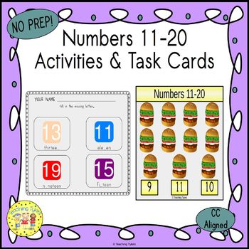 numbers 11 20 task cards by teaching tykes teachers pay teachers