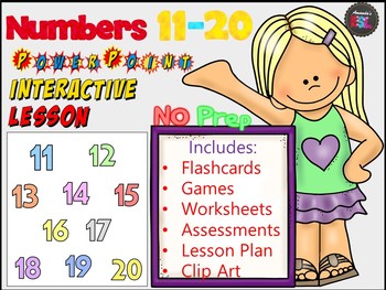 Preview of Numbers 11 - 20 NO PREP ESL Lesson Power Point Interactive Games