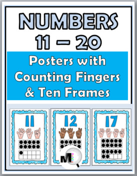 Preview of Ten Frames Number Posters with Counting Fingers (Finger Counting) Numbers 11-20