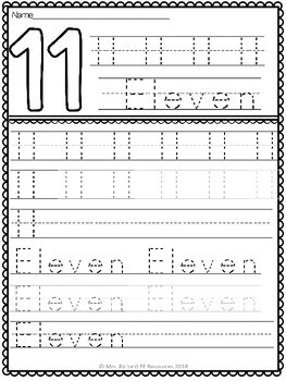 Number Worksheets 11-20 by Mrs Richard EE Resources | TpT