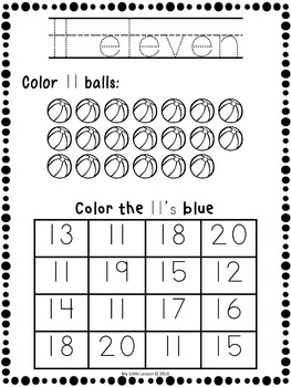numbers 11 20 worksheets number of the week by my little