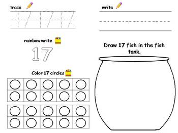 numbers 11 20 practice trace write fill in tens frame draw tpt