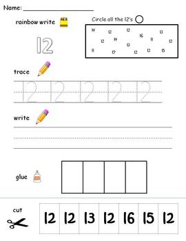 numbers 11 20 printable worksheets find write trace and glue