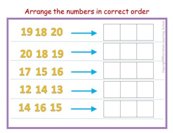 Numbers 11 to 20: Worksheets - Cut and Paste - Arrange numbers in ...