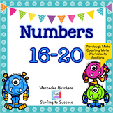 Numbers 16-20 Playdough Mat, Worksheets, Counting Mat, and More