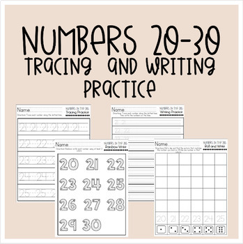 Preview of Numbers 20-30 Tracing and Writing Practice