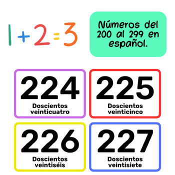 Preview of Numbers 200-299 in Spanish.