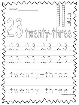 Numbers 21-30 Tracing Printable Worksheets in a PDF file.Preschool-KDG.