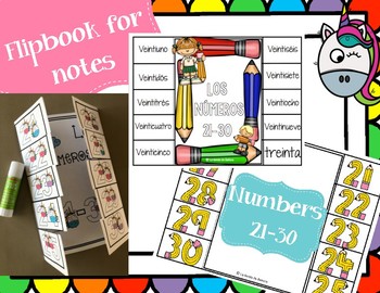 Preview of Numbers - 21-30 note taking flap book