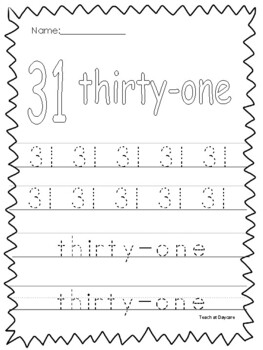 numbers 31 100 tracing printable worksheets in a pdf file preschool kdg