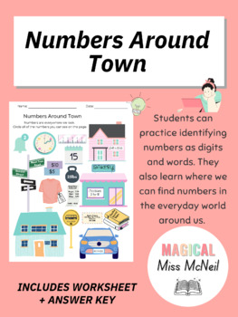 Preview of Numbers Around Town - Numbers in Everyday Life Math Worksheet