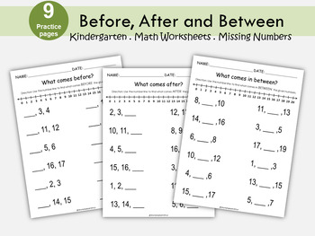 math before after between worksheet teaching resources tpt