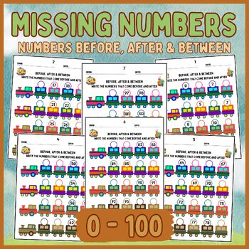 Preview of Numbers Before, After & Between Worksheets 0 - 100 - Missing Numbers
