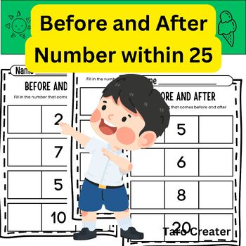Preview of Numbers Before, After Within 25: Math Center Activity