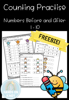 Preview of Numbers Before, After and Between 0-10 Worksheet - Whole Number FREEBIE!