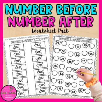 Preview of Numbers Before, After & Between 0-100 Worksheet Pack
