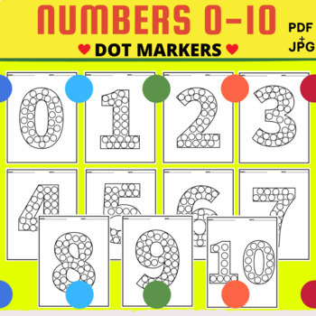 Preview of Numbers Bingo Dot Markers 0-10, Bingo Dabber