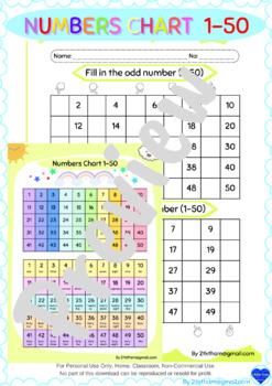 Printable Numbers Chart 1-50  Number chart, Printable numbers