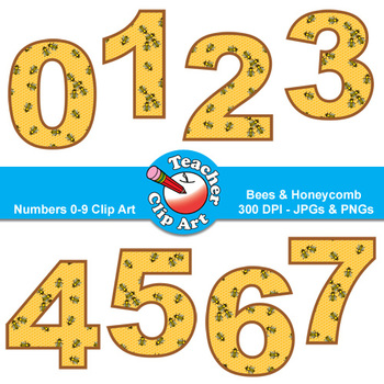 Preview of Numbers Clip Art (Bees & Honeycomb) — Numbers 0-9