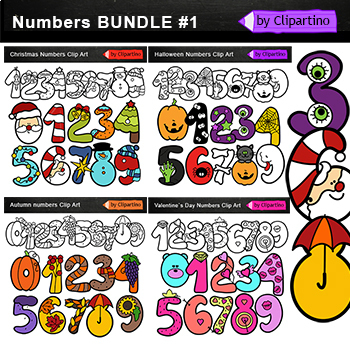 Preview of Holidays Numbers Clip Art Bundle /Math clipart/ Commercial use