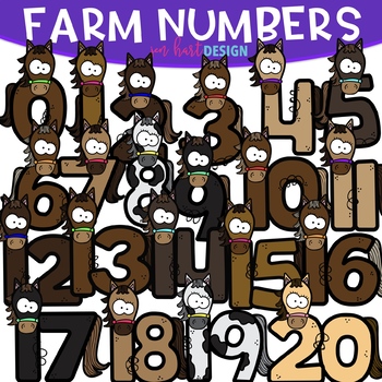 Preview of Numbers Clip Art - Farm Math & Numbers {jen hart Clip Art}