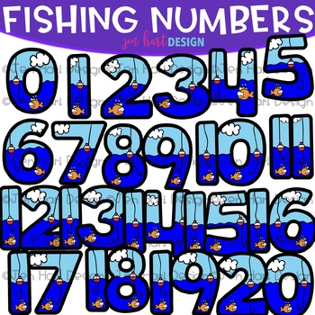 Preview of Numbers Clip Art - Fishing Math & Numbers {jen hart Clip Art}