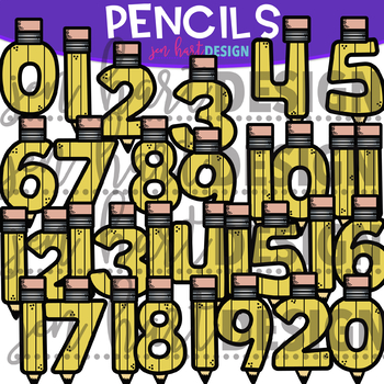 Preview of Numbers Clip Art - Pencil Numbers {jen hart Clip Art}