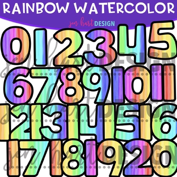 Preview of Numbers Clip Art - Rainbow Watercolor Numbers {jen hart Clip Art}