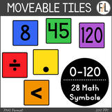 Numbers Clipart, 0-120, Math Symbols - PRIMARY COLORS