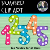 Number Clipart - 0-9 300 dpi Stripes/Stars/Polka Dots