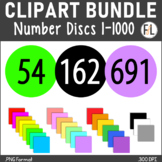 Numbers Clipart, 0 thru 1000 - Moveable Circles - All Colo