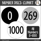 Numbers Clipart, 0 thru 1000 - Moveable Circles - BLACK, W