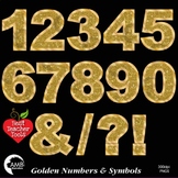 Numbers Clipart, Glittering Gold Bokeh Numbers and Symbols