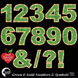 Numbers Clipart, Glittering Green and Gold, Symbols Clipar