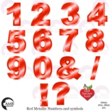 Metallic Red Numbers and Symbols Clipart {Best Teacher Too