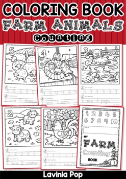 Preview of Numbers: Farm Animals Coloring Book | Counting