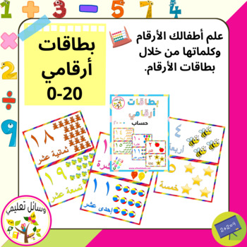 Preview of Numbers Flash Cards 0-20   بطاقات أرقامي العربية