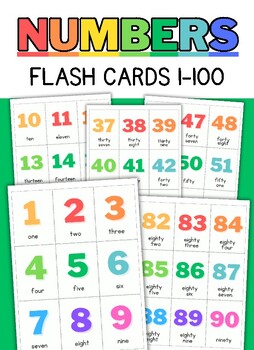 Preview of Numbers Flash Cards 1-100.